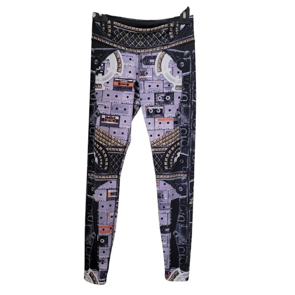 Reebok Speedwick Size S Cassette Tape Pattern Leggings, Gently Used Condition - Picture 3 of 15